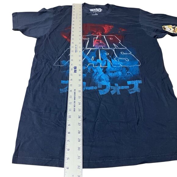 Disney Star Wars T-Shirt Mens L Blue Graphic Print Darth Vader Cotton Red Logo - Picture 3 of 8